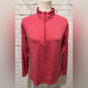 Champion Womens XL Long Sleeve Quarter Zip Up Mock Neck Athletic Shirt Pink